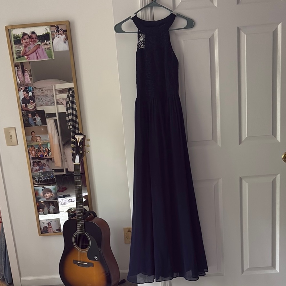 Amazon Blue Halter Maxi Gown for Prom